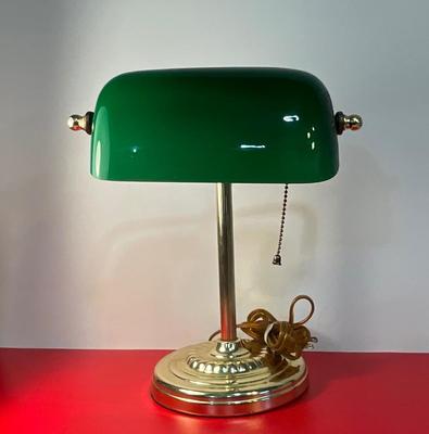 Green Glass Top Banker Lamp 11’x13’