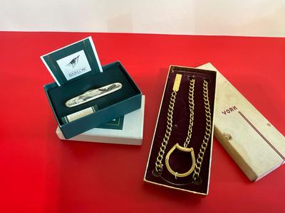 Gold plated York bracelets and Barlow pocket knife