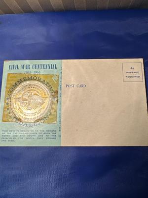 CIVIL WAR CENTENNIAL MEDAL Postcard 1961-1965 Coin Rare