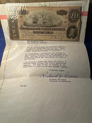 Genuine piece of confederate currency