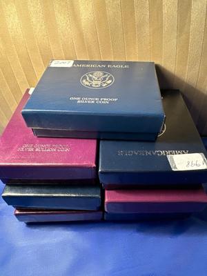 Lot of 7 AMERICAN EAGLE PROOF SETS WITH COA