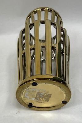 Gold Ceramic Vase with slat like sides