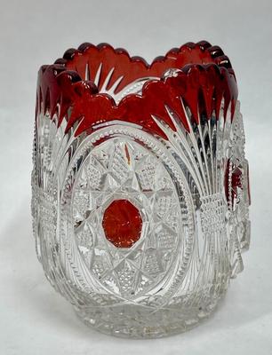 3 pieces of Vintage Glass Bohemian & American Brilliant clear & red