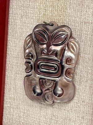 Tiki God Pendant Mounted and Framed