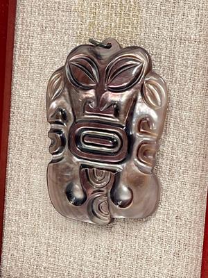 Tiki God Pendant Mounted and Framed