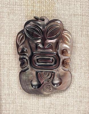 Tiki God Pendant Mounted and Framed