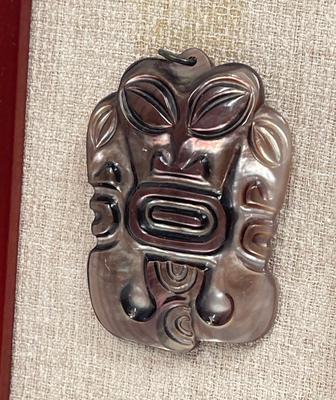 Tiki God Pendant Mounted and Framed