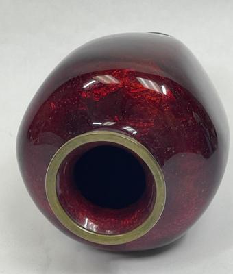 GINBARI Pigeon Blood Red Enamel Cloisonne Vase Antique Asian Meiji Period Japanese Urn Gilt