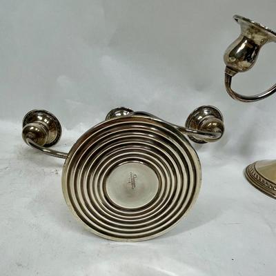 Vintage Pair Preisner Sterling Silver Weighted 3-arm Candelabra Candle Stick Hold #724