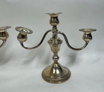 Vintage Pair Preisner Sterling Silver Weighted 3-arm Candelabra Candle Stick Hold #724