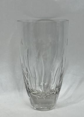 9" Vase Clear Crystal w/ etched flower