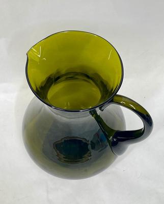 MCM Avocado Green glass Pitcher Mid-Century Modern