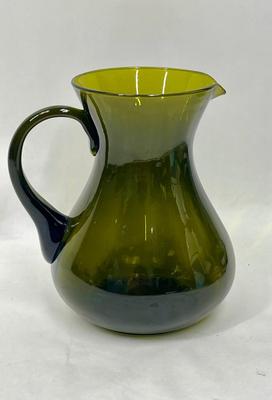 MCM Avocado Green glass Pitcher Mid-Century Modern