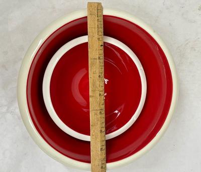 2 Terramoto Ceramic Bowls, Red & White Cherries