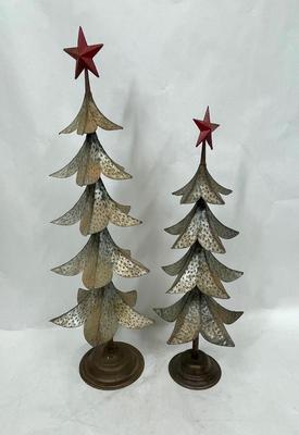 Galvanized Metal Trees with Star on Top