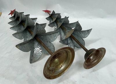 Galvanized Metal Trees with Star on Top