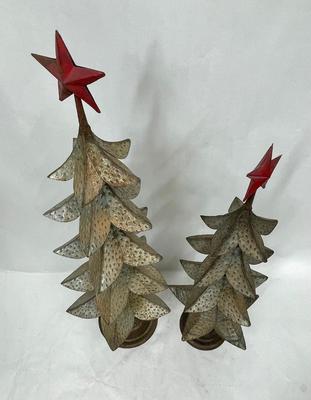 Galvanized Metal Trees with Star on Top