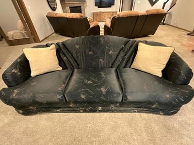 Vintage Modern Black Fabric Couch 86”