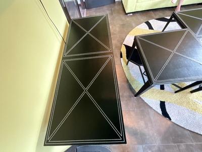 Set of 3 living room tables with faux leather tops