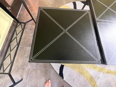 Set of 3 living room tables with faux leather tops