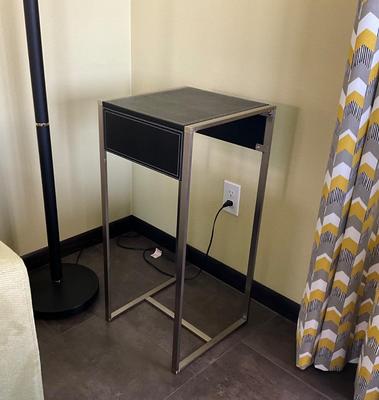 Black Plant stand with leather top