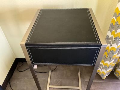 Black Plant stand with leather top