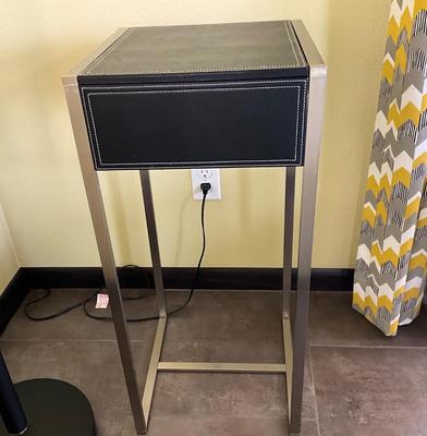 Black Plant stand with leather top