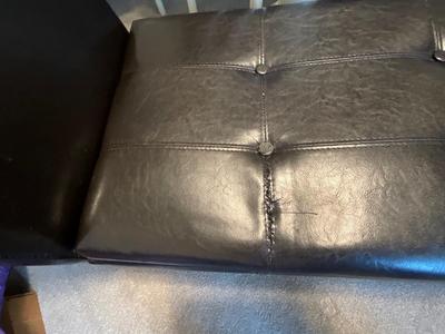 Brown faux leather storage bench