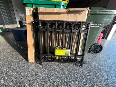 Metal fence with 17 sections