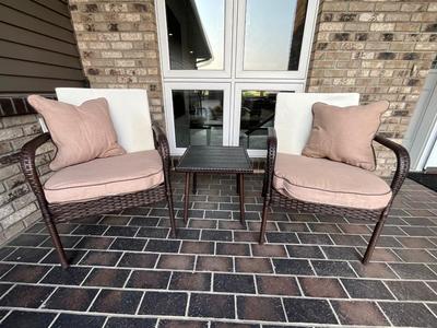Wicker chairs and table