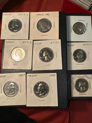 Lot of 8 proof GEORGE WASHINGTON QUARTERS PLUS A BONUS