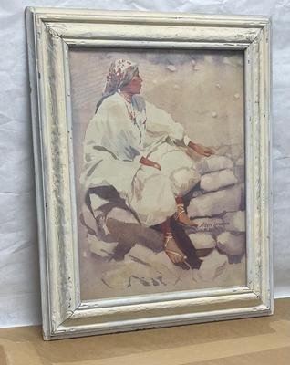Framed Art: Signed Watercolor Lithograph "Aquila" by Albert Landeros.
