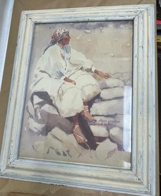 Framed Art: Signed Watercolor Lithograph "Aquila" by Albert Landeros.