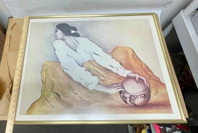 R.C. Gorman Native American Lithograph Signed Framed Art "Pottery Keeper"