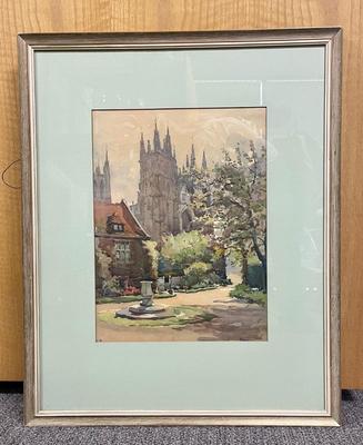 Framed Art: Watercolor Lithograph by Marc Nicolas Markovitch - Canterbury Cathedral by A. Marc