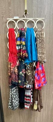 12 piece Lot of Long Rectangle Scarves - multiple materials and multicolored