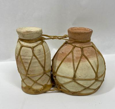 Vintage Terracotta Double Bongo Drums Rustic Primitive Southwestern