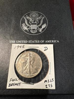 1945 D WALKING LIBERTY MS. 65