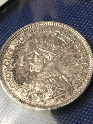 RARE 1935 STRAITS SETTLEMENT"K/GEORGE V" 5 Cent Silver Coin Ø16
