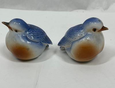 Little Birds Salt & Pepper Figurine pair set Blue Birds Bone China