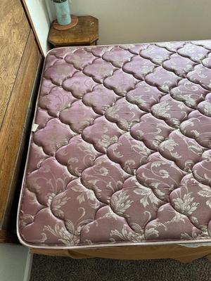 STUNNING ANTIQUE QUEEN BED WITH DENVER MATTRESS CO FIRM MATTRESS