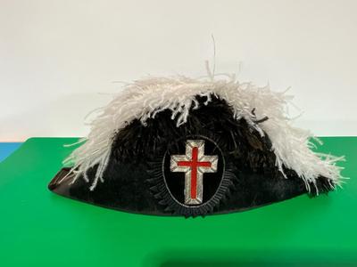 Vintage Masonic Knights Templar Ostrich Feather Chapeau Hat