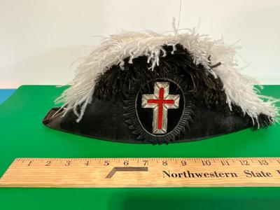 Vintage Masonic Knights Templar Ostrich Feather Chapeau Hat