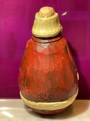 Vintage Folk Art Carved Wooden Santa 5.75" Tall in Good Preowned Condition.