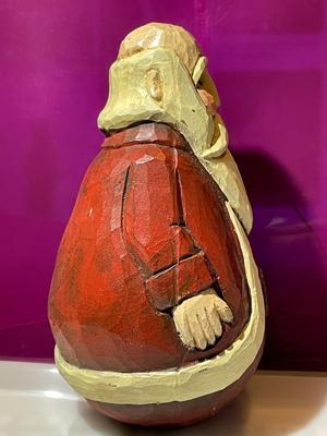 Vintage Folk Art Carved Wooden Santa 5.75" Tall in Good Preowned Condition.