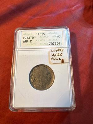 1913 D BUFFAO 5c VAR 2 ZD 7707