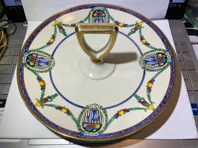 Japanese Noritake Center Handle Porcelain Serving Dish Hand Painted in Good Preowned Condition as Pictured.