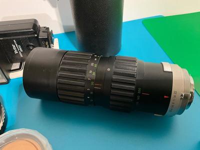 Minolta camera, lens, flash