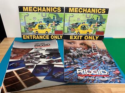 Mechanics metal signs/Ridgid 1991-4 calendars