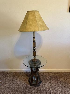 FLOOR LAMP WITH GLASS TABLE